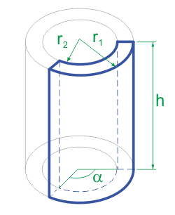 Объём части полого цилиндра