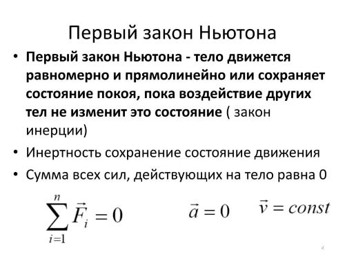 Первый закон Ньютона.